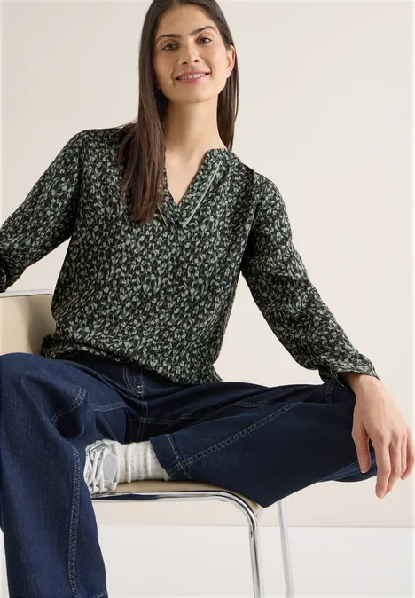 Gemusterte Bluse khaki