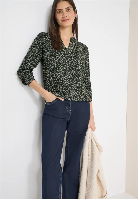 Gemusterte Bluse khaki