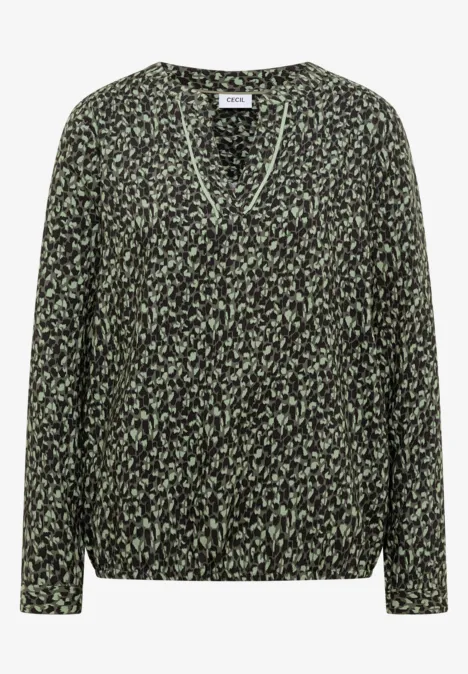 Gemusterte Bluse khaki
