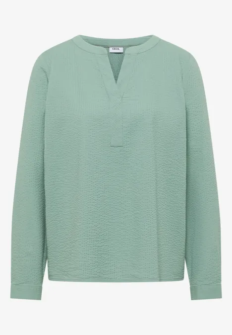 Bluzka koszulowa w jednolitym kolorze smoke salvia