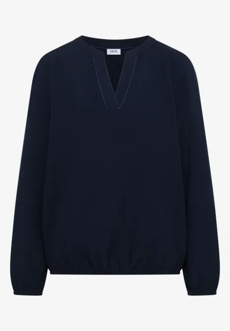 Bluse in Unifarbe universal blue
