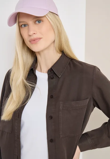 Colored Denim Bluse macchiato brown