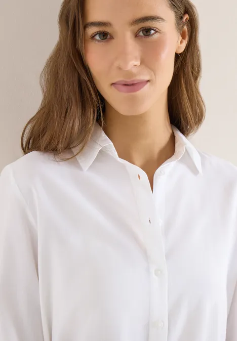 Hemdbluse in Unifarbe White