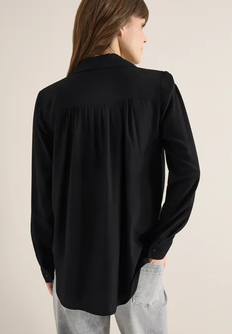 Hemdbluse in Unifarbe Black Hemdbluse in Unifarbe Black