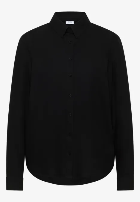Hemdbluse in Unifarbe Black