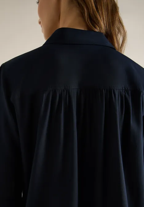 Hemdbluse in Unifarbe universal blue