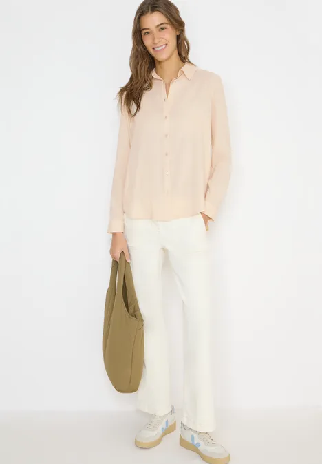 Bluzka koszulowa w jednolitym kolorze pearl beige