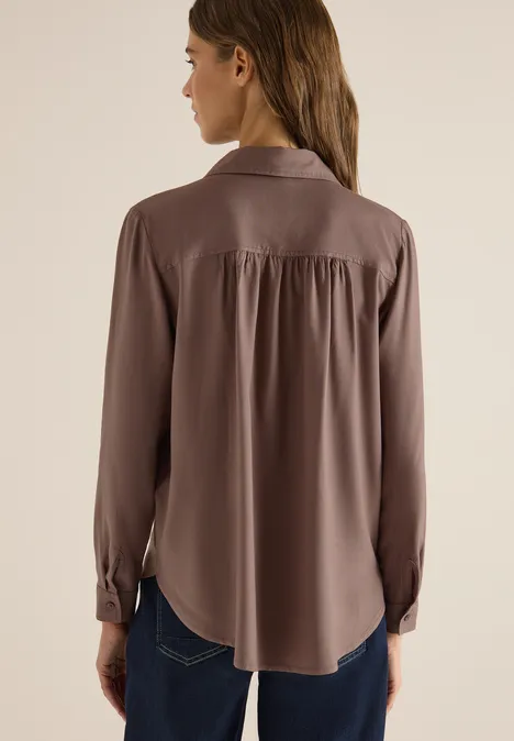Hemdbluse in Unifarbe urban taupe