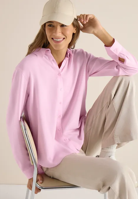 Hemdbluse in Unifarbe light blush rose