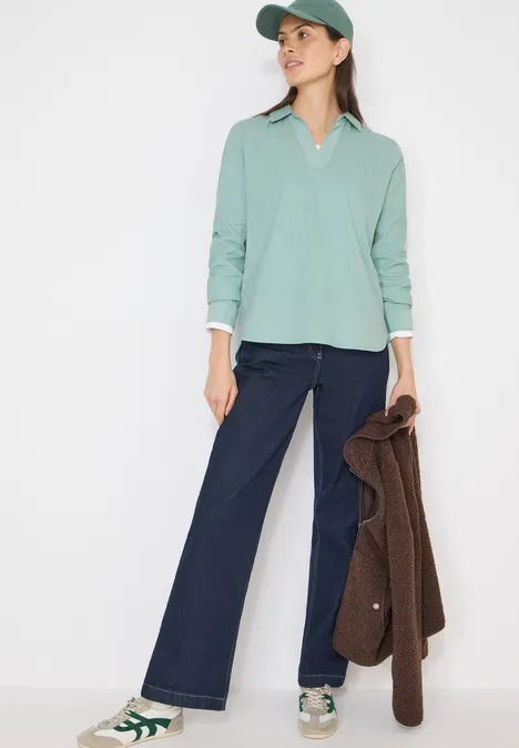 Bluse mit Turn-Up mint sea green