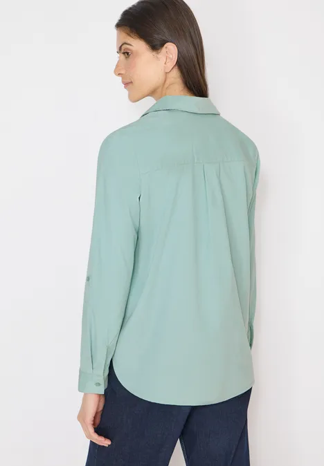 Bluse mit Turn-Up mint sea green