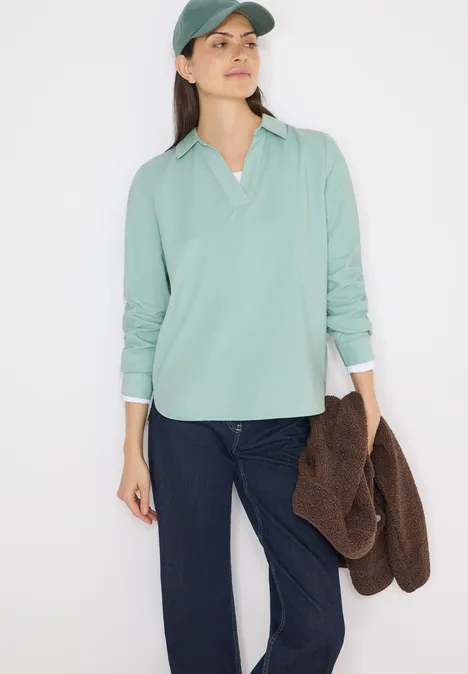 Bluse mit Turn-Up mint sea green