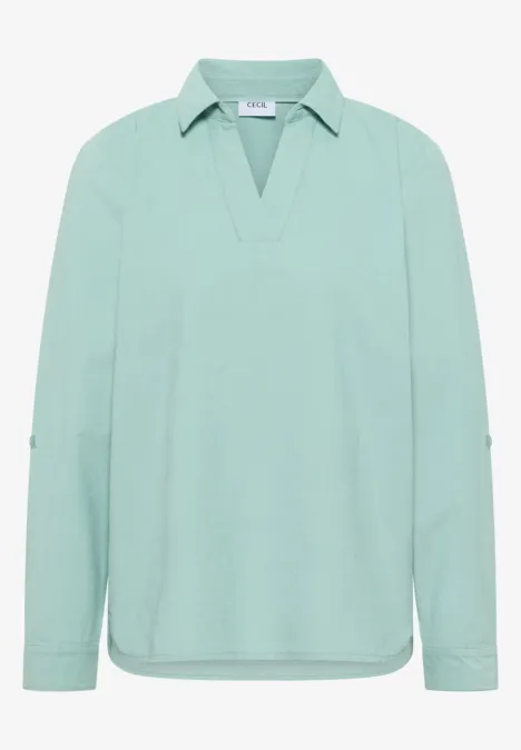 Bluse mit Turn-Up mint sea green