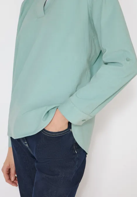 Bluse mit Turn-Up mint sea green