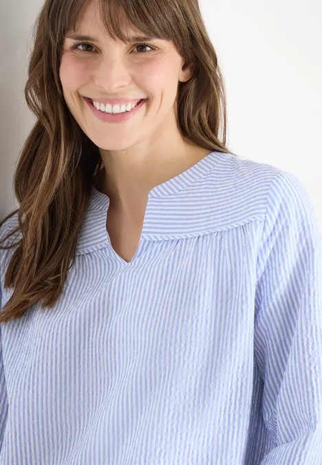 3/4-Arm Bluse in Seersucker Qualität blouse blue