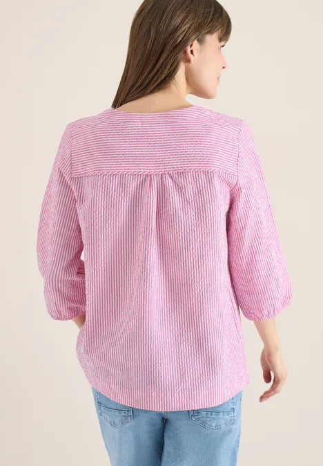 3/4-Arm Bluse in Seersucker Qualität beetroot pink
