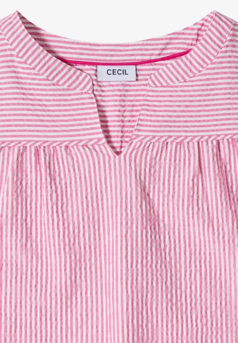 3/4-Arm Bluse in Seersucker Qualität beetroot pink