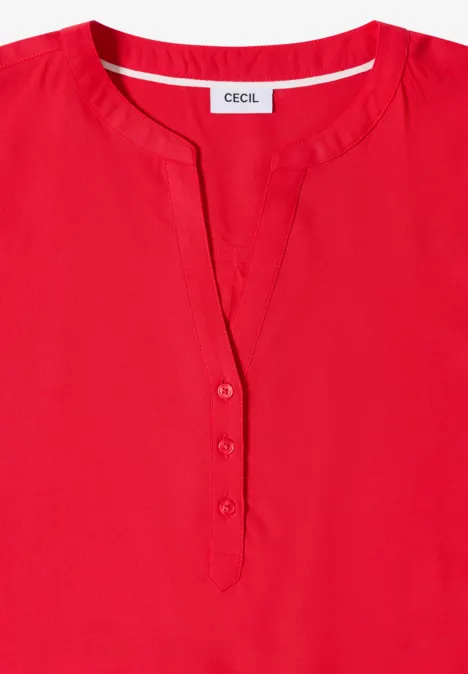 Kurzarm Bluse mit Split Neck glazed apple red