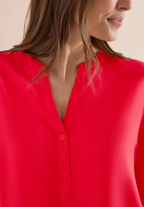 Kurzarm Bluse mit Split Neck glazed apple red