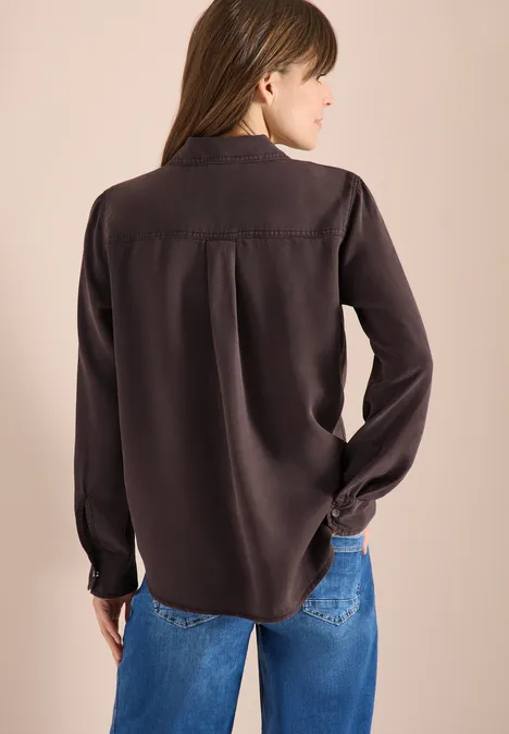 Blouse met overhemdkraag en omslag macchiato brown