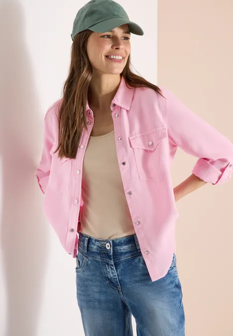Blouse à col chemise et turn-up light blush rose
