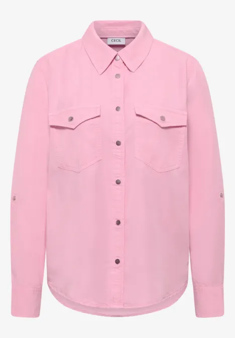 Blouse à col chemise et turn-up light blush rose