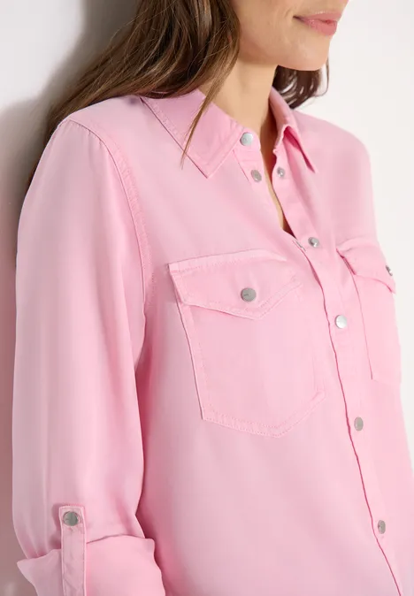 Blouse à col chemise et turn-up light blush rose