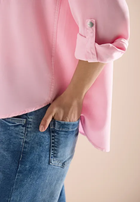 Blouse à col chemise et turn-up light blush rose