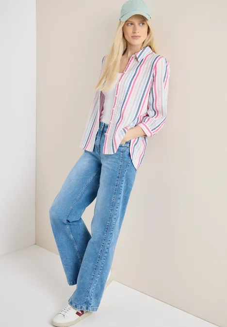 Seersucker Hemdbluse beetroot pink Seersucker Hemdbluse beetroot pink