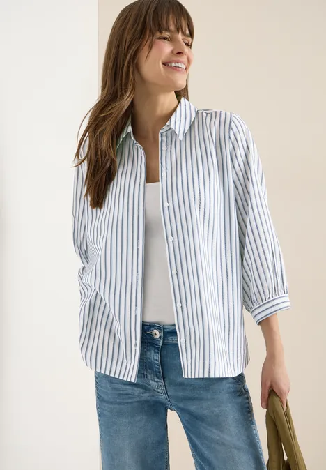 Blouse en qualité seersucker sporty denim blue