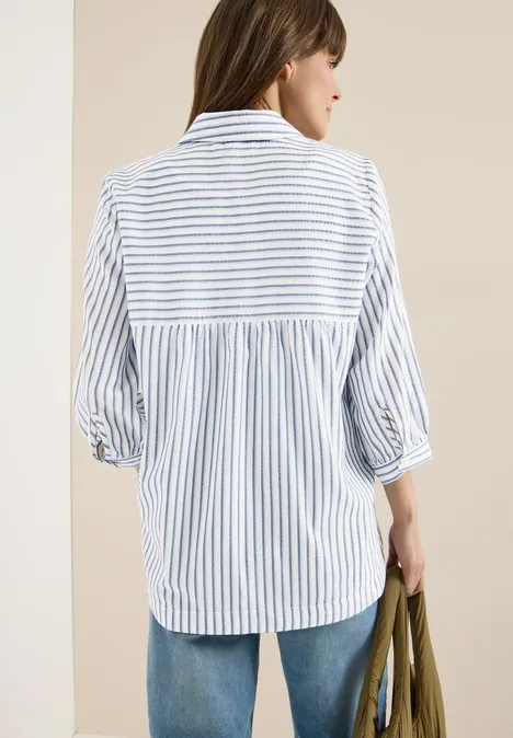 Blouse en qualité seersucker sporty denim blue