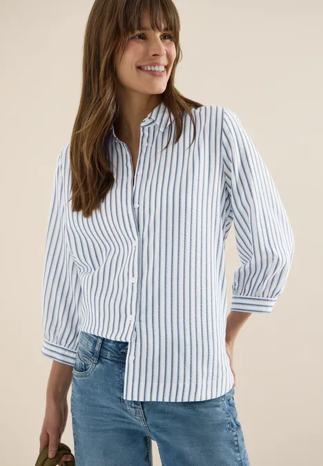 Blouse en qualité seersucker sporty denim blue
