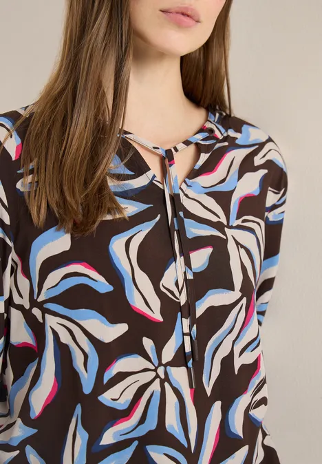 Bluse mit Strings macchiato brown Bluse mit Strings macchiato brown