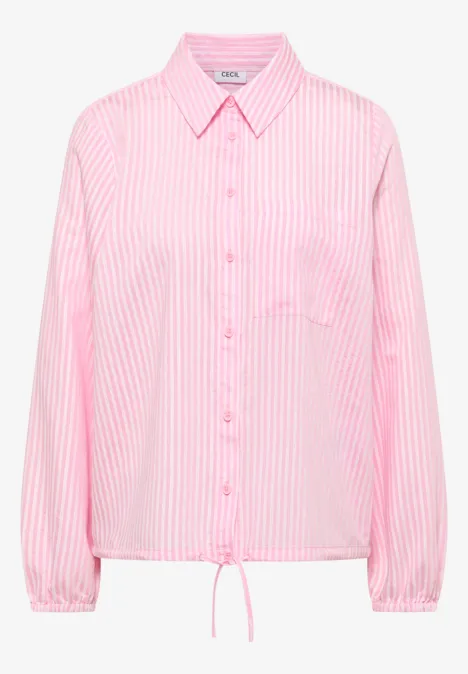 Blouse à col chemise et rayures light blush rose