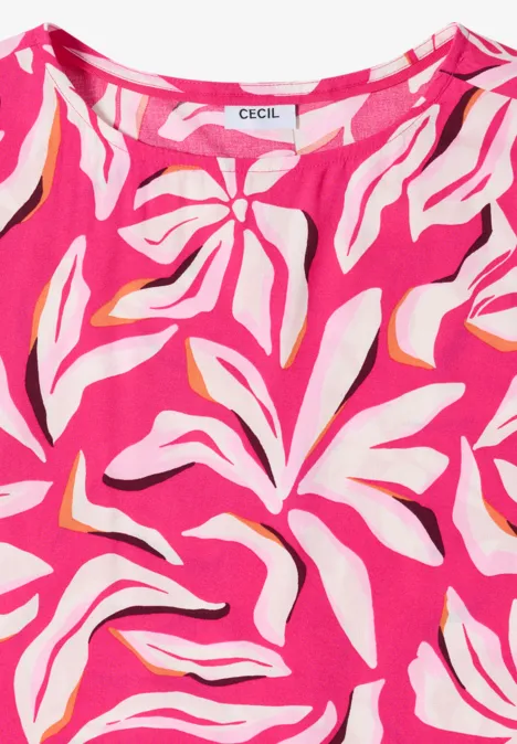 Bluzka koszulowa z krótkim rękawem, nadrukiem i guzikami beetroot pink Bluzka koszulowa z krótkim rękawem, nadrukiem i guzikami beetroot pink