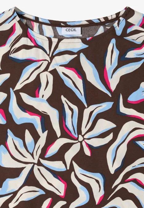 Blouse à manches courtes avec imprimé et boutons macchiato brown
