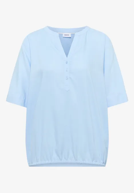Blouse avec col fendu et ourlet élastique light sky blue