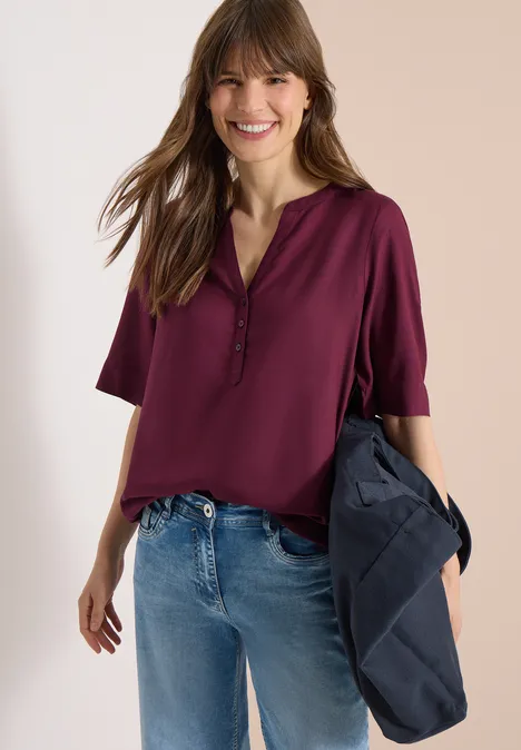 Blouse avec col fendu et ourlet élastique sweet grape red