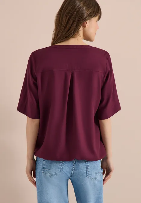 Blouse avec col fendu et ourlet élastique sweet grape red