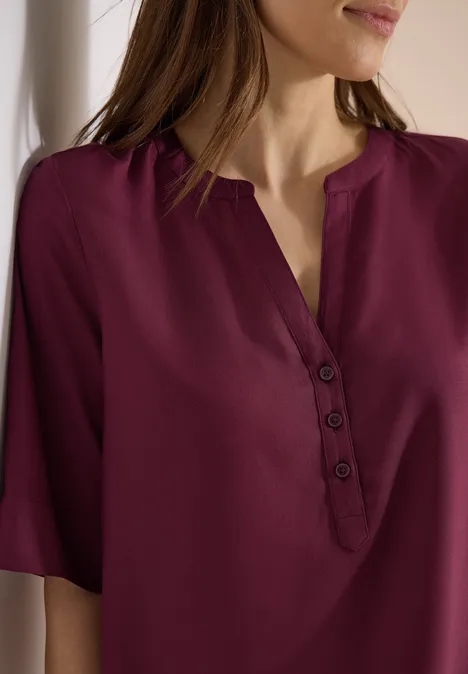 Blouse avec col fendu et ourlet élastique sweet grape red