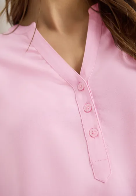 Blouse avec col fendu et ourlet élastique light blush rose Blouse avec col fendu et ourlet élastique light blush rose
