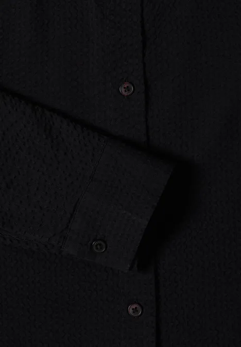 Blouse met lange mouwen, structuur en knopen Black