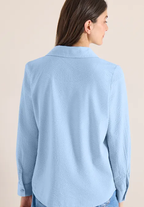 Blouse met lange mouwen, structuur en knopen light sky blue