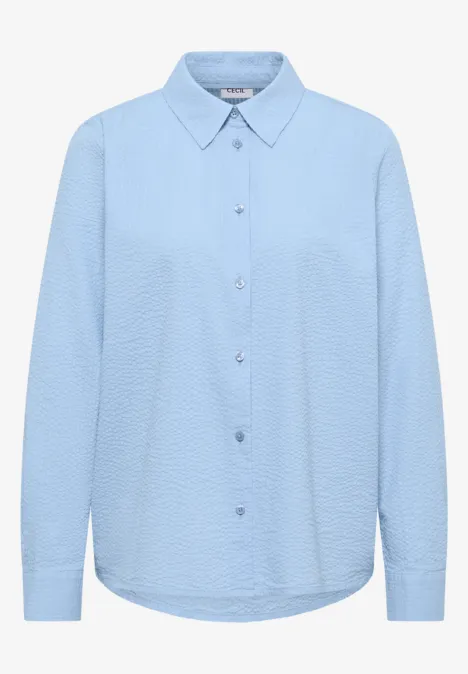 Blouse met lange mouwen, structuur en knopen light sky blue