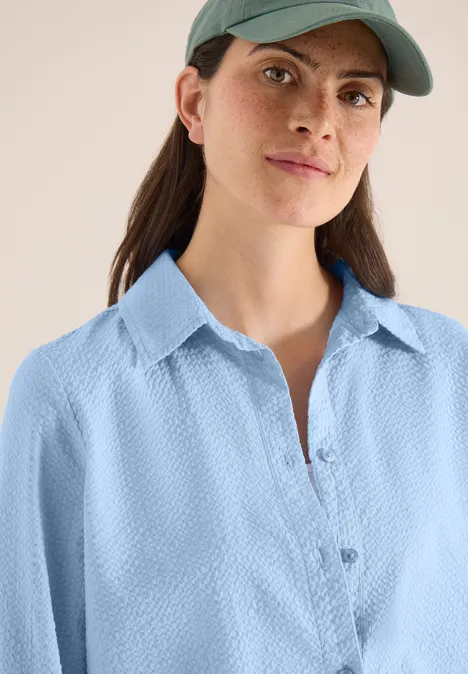 Blouse met lange mouwen, structuur en knopen light sky blue