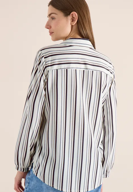 Langarm Bluse mit Multicolor Streifen vanilla white