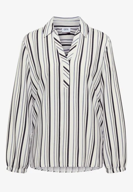 Langarm Bluse mit Multicolor Streifen vanilla white