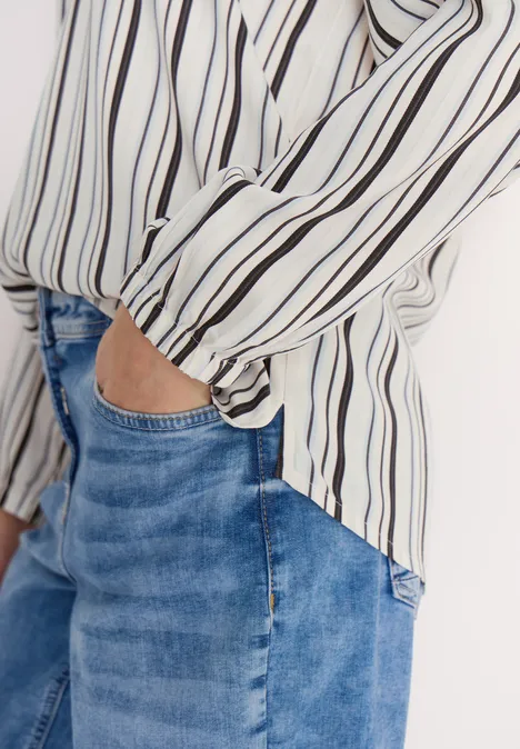 Langarm Bluse mit Multicolor Streifen vanilla white