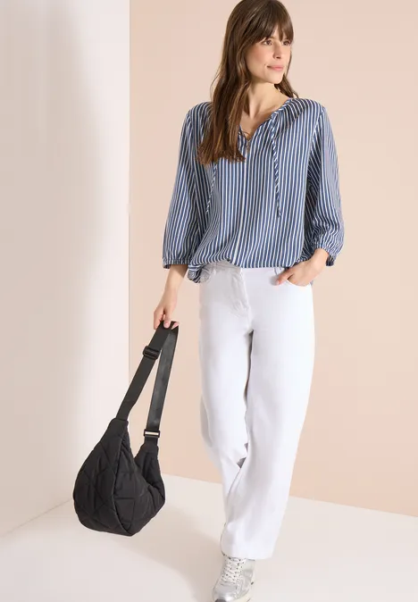 3/4-Arm Bluse mit Streifenmuster sporty denim blue