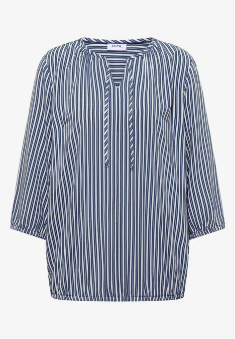 3/4-Arm Bluse mit Streifenmuster sporty denim blue